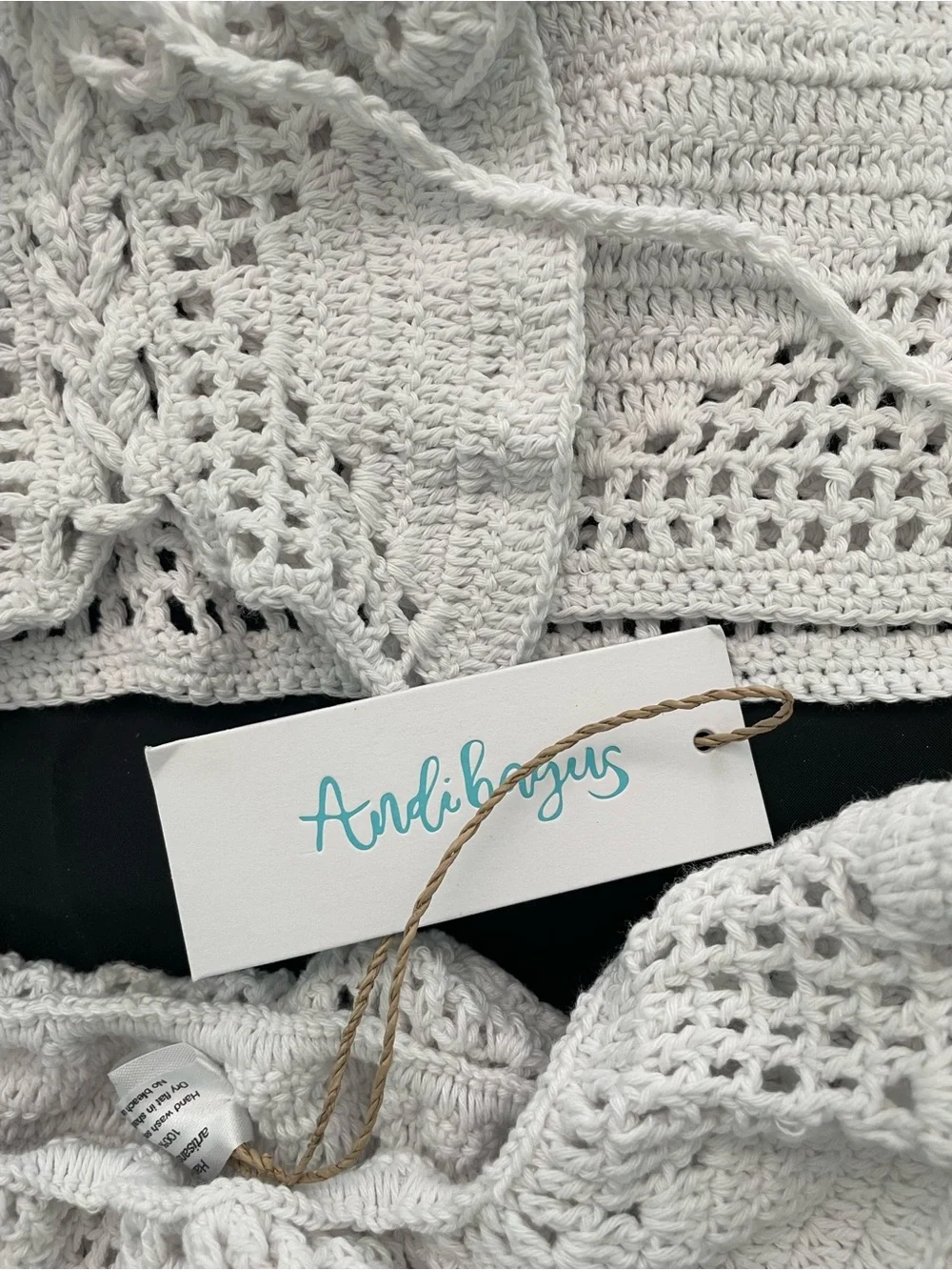 Rare Andi Bangus Handmade White Crochet Bikini Set - summer stunner !